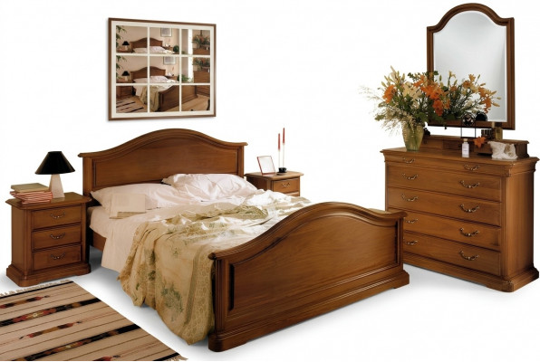 Bett Nuetsdësch Kommode Kleederschaf Schlofzëmmer Kommode Naturholz Neit Set 5 Stéck.