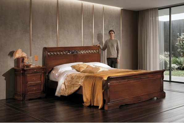 Duebelbett Massivholz Schlofkummer Miwwelen Design Bett Miwwelen Vaccari cav giovanni