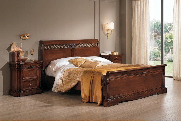 Duebelbett Massivholz Schlofkummer Miwwelen Design Bett Miwwelen Vaccari cav giovanni