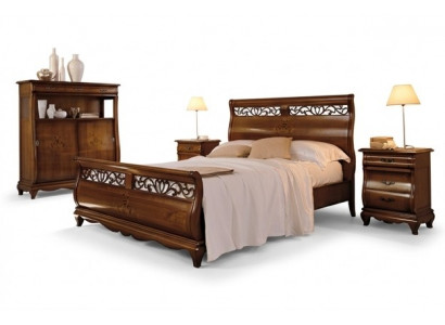 Bett Holz Duebelbett Schlofzëmmermiwwelen Bett Massivholz Braun Italienesch Miwwelen