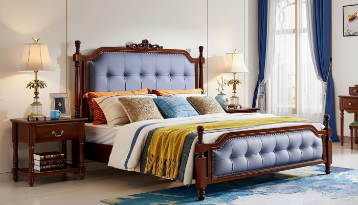 Bett Luxus Schlofkummer Duebelbett Holz Polster Bettekader Chesterfield