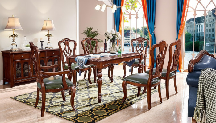 Komplett Set 6 Still Iesszëmmer Grupp Holz Stull Luxus Miwwelen Barock