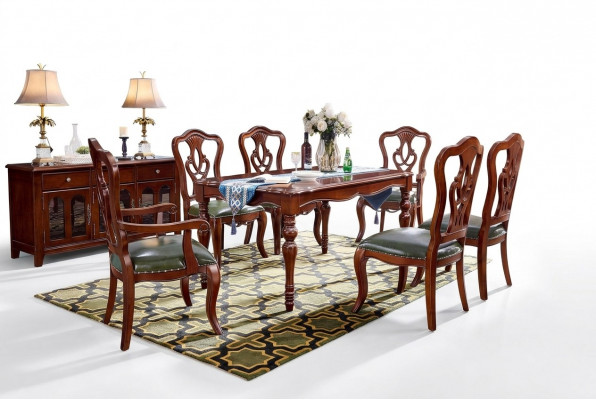 Komplett Set 6 Still Iesszëmmer Grupp Holz Stull Luxus Miwwelen Barock