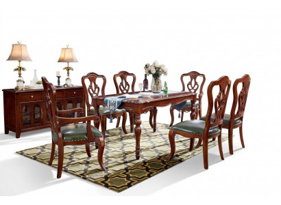 Komplett Set Iessdësch + 6 Still Iesszëmmer Set Iess Grupp Holz Dësch Dëscher 7 Stéck