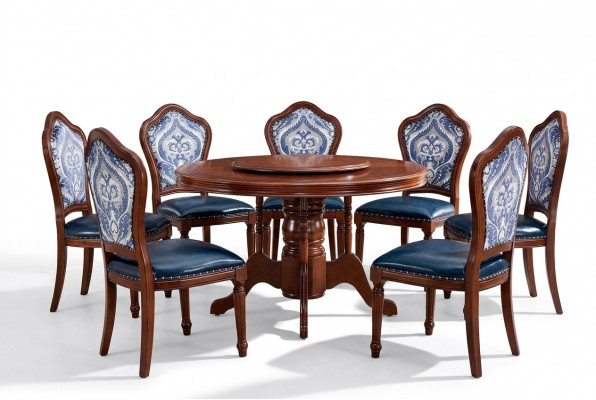 Komplett Set Iesszëmmer Grupp Holz Still Iessgarnitur Luxus Miwwelen 6