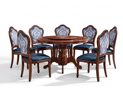 Komplett Set Iesszëmmer Grupp Holz Still Iessgarnitur Luxus Miwwelen 6