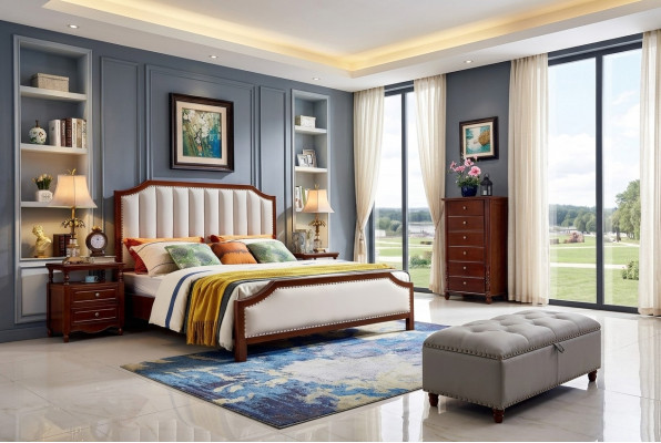 Luxus Schlofzëmmer Bett Duebelbett Holz Bettraam Miwwelen Design Better