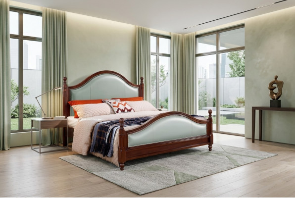 Bett Duebelbett Holzbett Miwwelen Massivholz Schlofkummer Holz Better