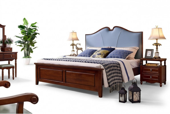 Schlofkummer Bett Nuetsdësch Better Duebel Holz Bettgestell Set 3tlg.