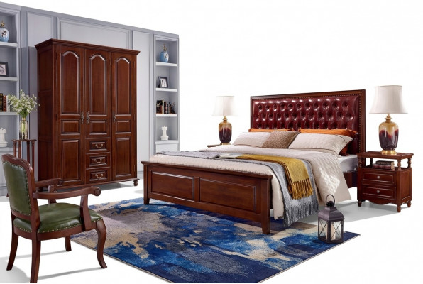 Bett 2x Nuetsdëscher Kleederschaf Schlofzëmmer Miwwelen Design 4-deleg.