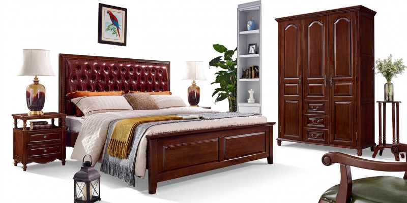 Design klassesch Better Miwwelen Bett 2 Nuetsdëscher 3tlg. Schlofzëmmer Set
