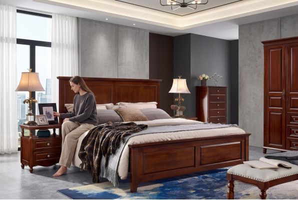 Bett Schlofzëmmer Set Design Better 2x Nuetsdëscher 3-Deel Bettgestell