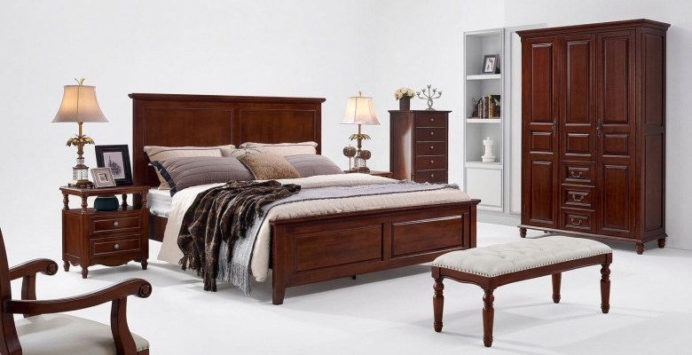 Bett Schlofzëmmer Set Design Better 2x Nuetsdëscher 3-Deel Bettgestell
