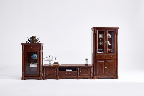 Design Wunnwand Mat Netzwand TV-Schaf 2 Vitrine 3tlg. Set Klassesch Stil