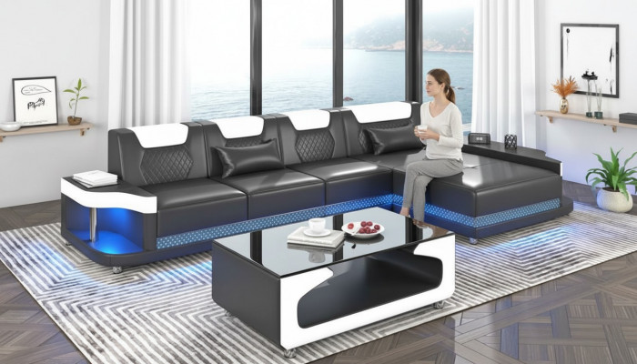 Eckcouch L-Form Polstersëtz Lieder Wunnlandschaft Sofaen Eck Luxus Miwwelen Nei