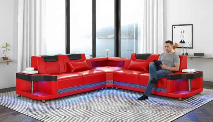 Design Esk Ecksofa L-Form Modern Sofas Ledersofa Couch Wunnlandschaft Sofa Nei