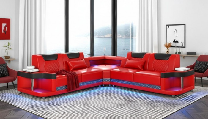 Design Esk Ecksofa L-Form Modern Sofas Ledersofa Couch Wunnlandschaft Sofa Nei
