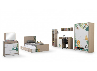 Schlafzimmer Kinderzimmer Set Bett Schreibtisch Kleiderschrank  Holz Möbel 5tlg