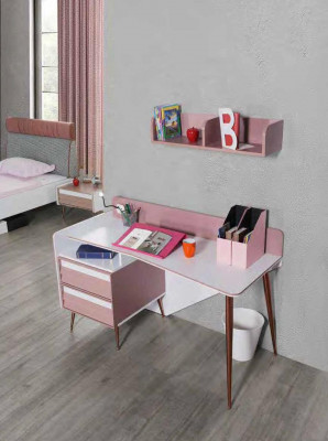 Komplett Jugendzëmmer Kannerzëmmer Set Dësch Bett Kleederschaf Kommode 5stéckeg