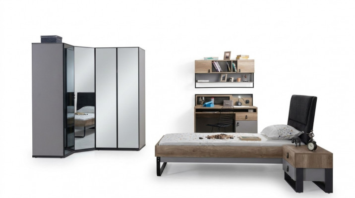 Kannerzëmmer Jugendzëmmer Set Bett Eckschaf Schaf Schreifdësch Miwwelen 4tlg