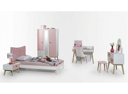 Jugend Kinder Zimmer Mädchen Modern Schrank Schlafzimmer Kommode Tisch Neu 5tlg.
