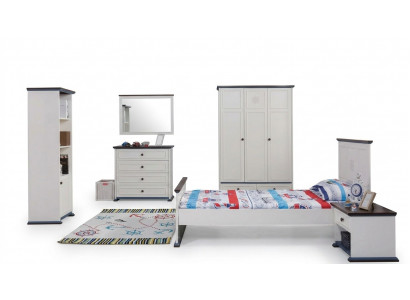 Schlofzëmmer Kannerzëmmer Set Modern Schaf Kommode Dësch Holz Wäiss Nei 5 Deeler.