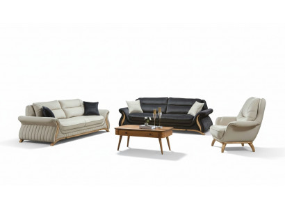 Design Sofa Garnitur Gepolstert Sofa Fotell Set Garnitur 3+3+1 3 Deeler Set