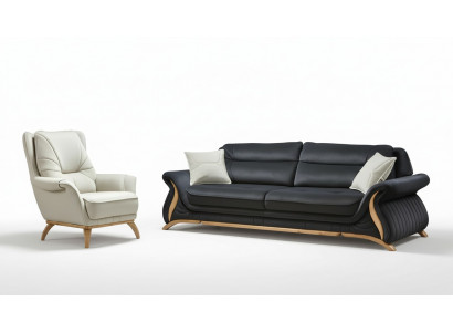 Design Sofas 3+1 Sëtz Fautteuil Canapé Polster Luxus Klassesch Kënschtlech Lieder Canapéen