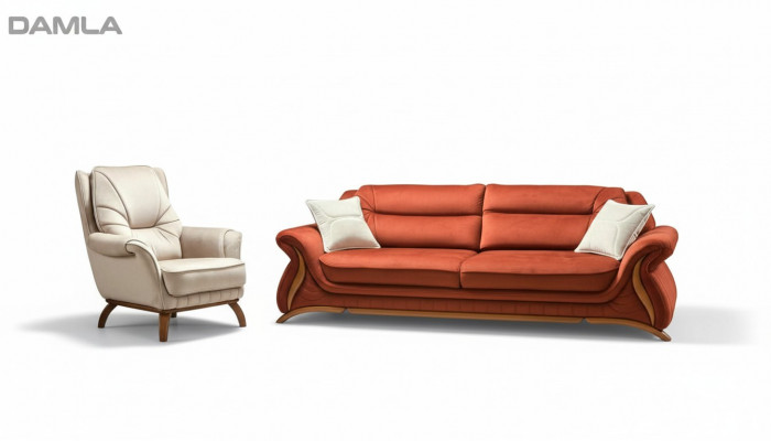 Sofa Canapé Polster 3+1 Sëtz Kënschtlech Lieder Sofasen Fotel Sëtz Garnituren Design