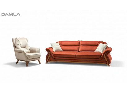 Sofa Canapé Polster 3+1 Sëtz Kënschtlech Lieder Sofasen Fotel Sëtz Garnituren Design