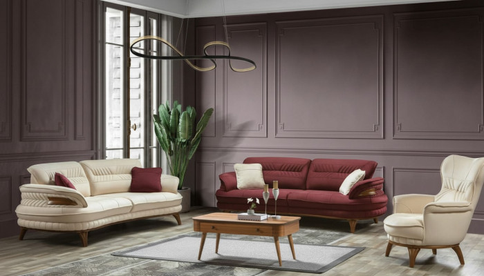 Grupp Sofagarnitur 3+3+1 Sitz Luxus Sofa Fauteuil Sofas Stoff Set