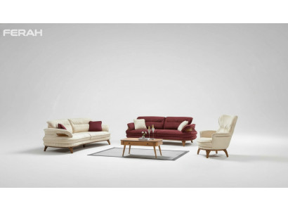 Grupp Sofagarnitur 3+3+1 Sitz Luxus Sofa Fauteuil Sofas Stoff Set