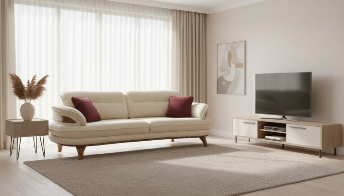 Sofa 3-Sëtzer Couchen Sofas Art déco Dräisëtzer Nei Textil Luxus Couch Polster.