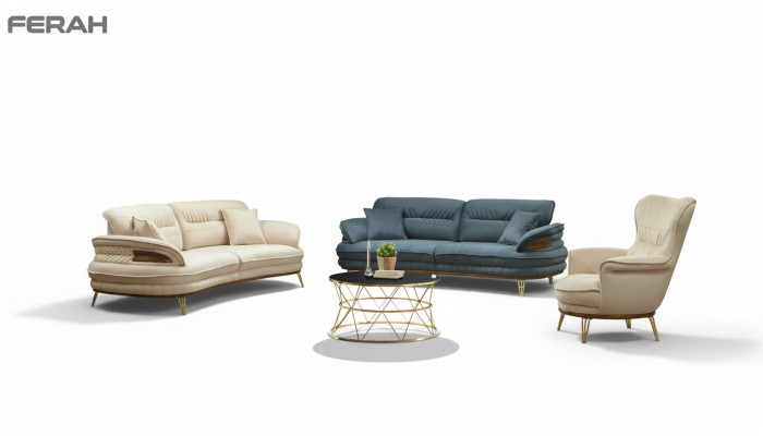 Sofagarnitur 3+3+1 Sëtzer Sofa Sesselen Sofas Garnitur Sëtz Luxus Set