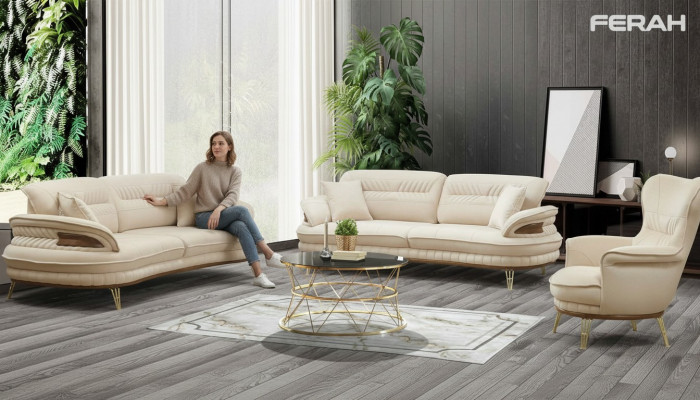 Luxus Sofagarnitur 3+3+1 Sëtzer Dräisëtzer Sofa Sofas Sesselen Design