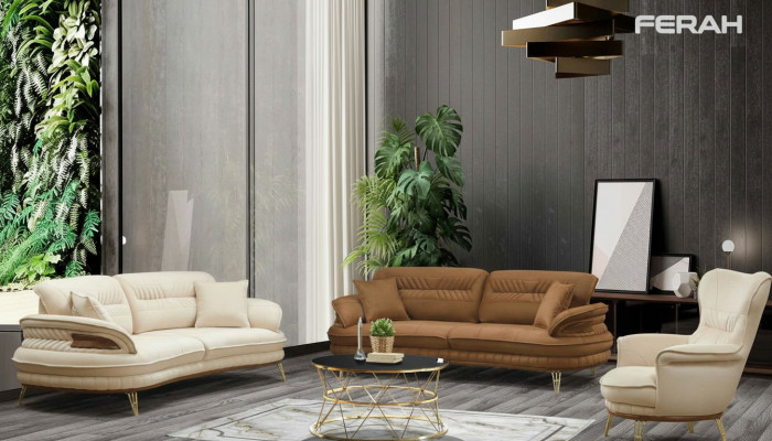 Luxus Sofagarnitur 3+3+1 Sëtzer Dräisëtzer Sofa Sofas Sesselen Design