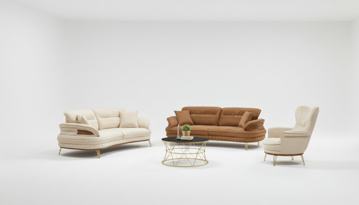 Luxus Sofagarnitur 3+3+1 Sëtzer Dräisëtzer Sofa Sofas Sesselen Design