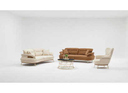 Luxus Sofagarnitur 3+3+1 Sëtzer Dräisëtzer Sofa Sofas Sesselen Design
