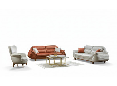Setze Canapéen Fotell Canapé-Set 3+3+1 Sëtzer Luxus Stoff Wunnzëmmer