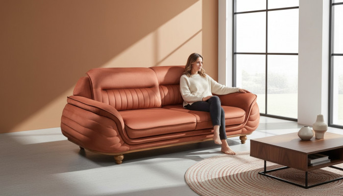 Sofa 3 Sëtzer Miwwelen Stoff Dräisëtzer Sofaen Wunnzëmmer Klassesch Stil