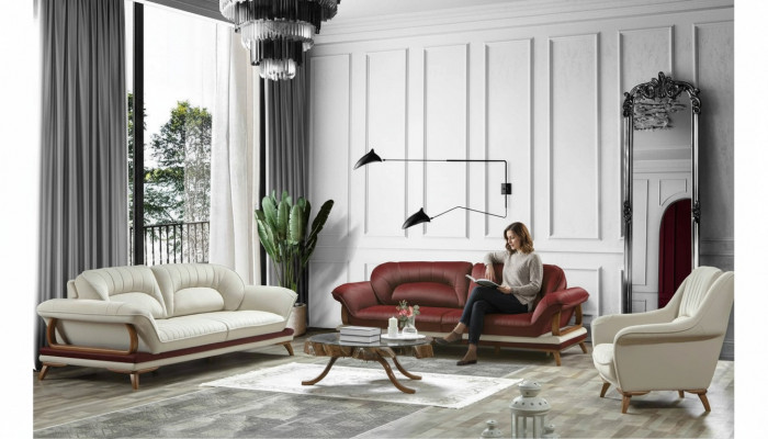 Luxus Garnitur Set Sofagarnitur 3+3+1 Sëtzer Sofa Sessel 3tlg. Sets
