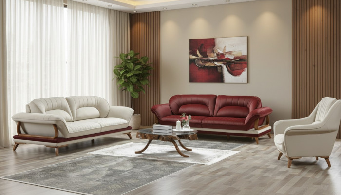 Luxus Garnitur Set Sofagarnitur 3+3+1 Sëtzer Sofa Sessel 3tlg. Sets