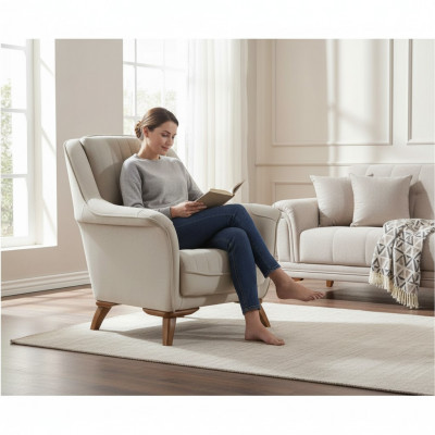 Sëtz Klassesch Design Wunnzëmmer Polstersëtz Relax Wäiss