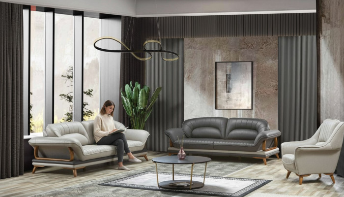 Luxus Set Garnitur Sofagarnitur 3+3+1 Sëtzer Sofasen Fauteuil Stoff 3tlg.