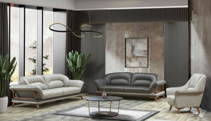 Luxus Set Garnitur Sofagarnitur 3+3+1 Sëtzer Sofasen Fauteuil Stoff 3tlg.