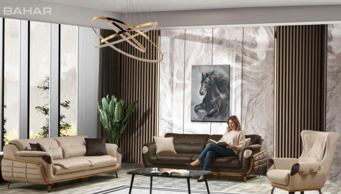 Sofagarnitur 3+3 Sëtzer Sofa Fotell Sofae Relax Luxus Set Wunnzëmmer