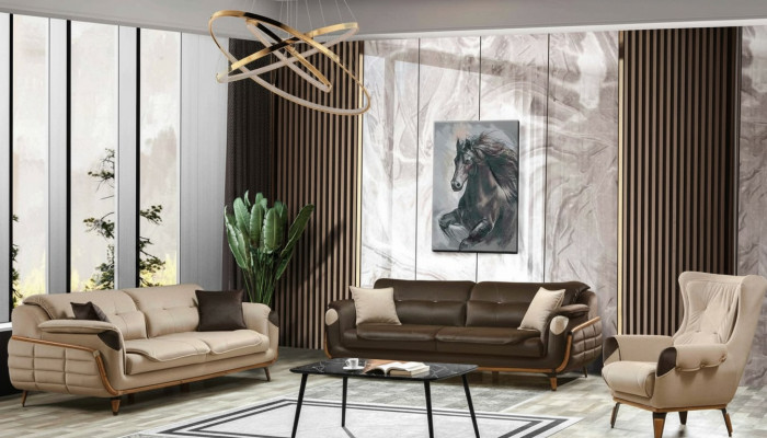 Sofagarnitur 3+3 Sëtzer Sofa Fotell Sofae Relax Luxus Set Wunnzëmmer