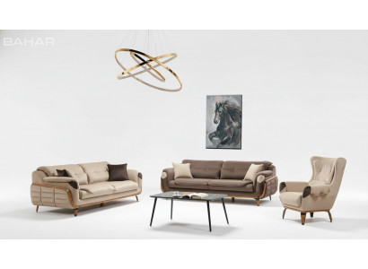 Sofagarnitur 3+3 Sëtzer Sofa Fotell Sofae Relax Luxus Set Wunnzëmmer