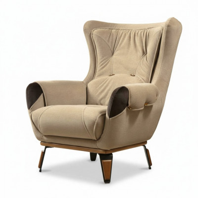 Klassesche Fernseh-Sëtz Sessell Wohnzimmer Polstergestall Einsëtz Stoff Beige