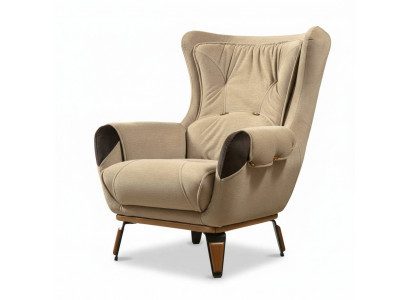 Klassesche Fernseh-Sëtz Sessell Wohnzimmer Polstergestall Einsëtz Stoff Beige